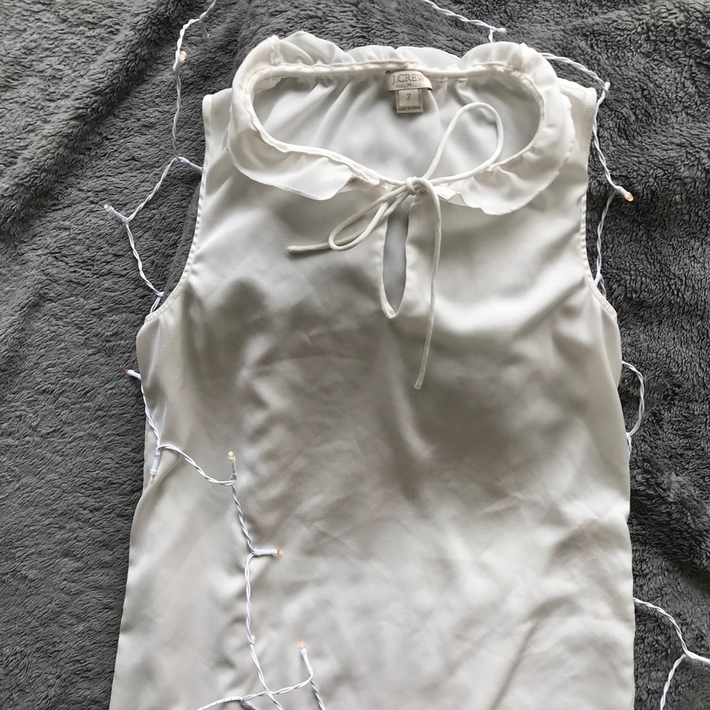 J Crew White Sleeveless Bow blouse